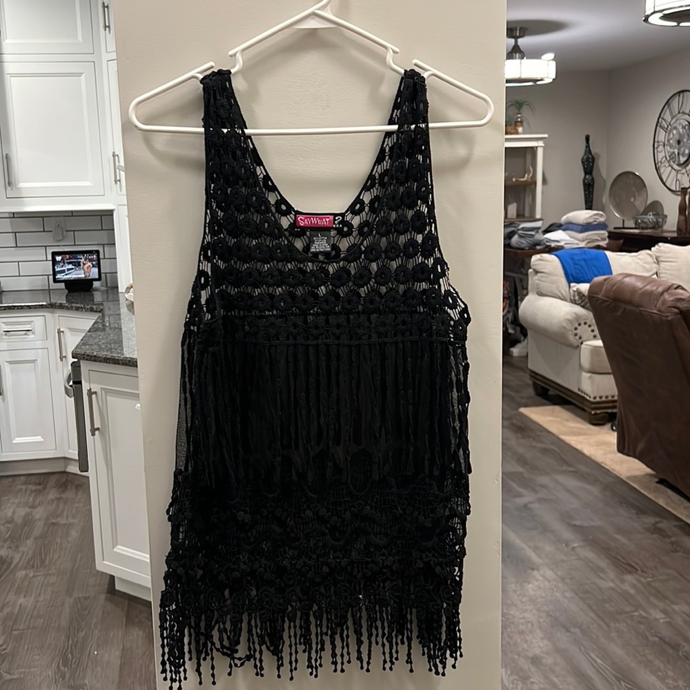 Lace tank with frills